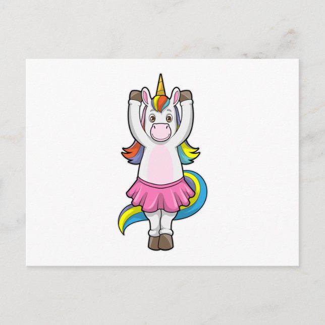 Postal Unicornio en baile de ballet con falda (Anverso)
