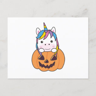 Postal Unicornio En Calabaza Cute Unicornios Feliz Hallow