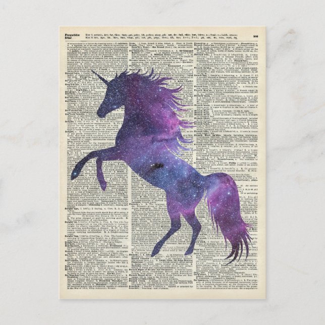 Postal Unicornio en el espacio (Anverso)