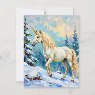 Postal Unicornio en invierno