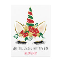 Unicornio en invierno de Año Nuevo navidades