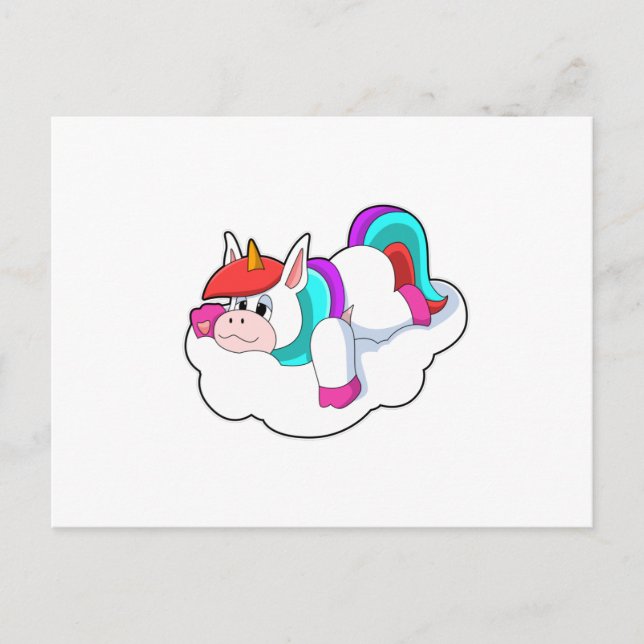 Postal Unicornio en nubes (Anverso)