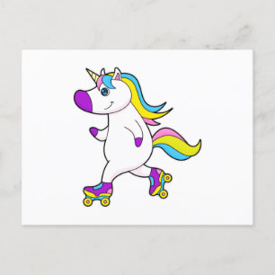 Postal Unicornio en patinaje en línea con patines de rued