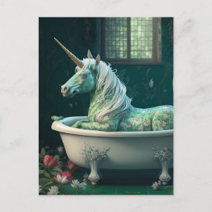 Postal Unicornio en una bañera
