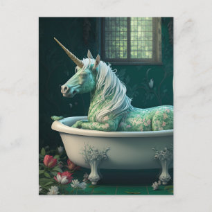 Postal Unicornio en una bañera