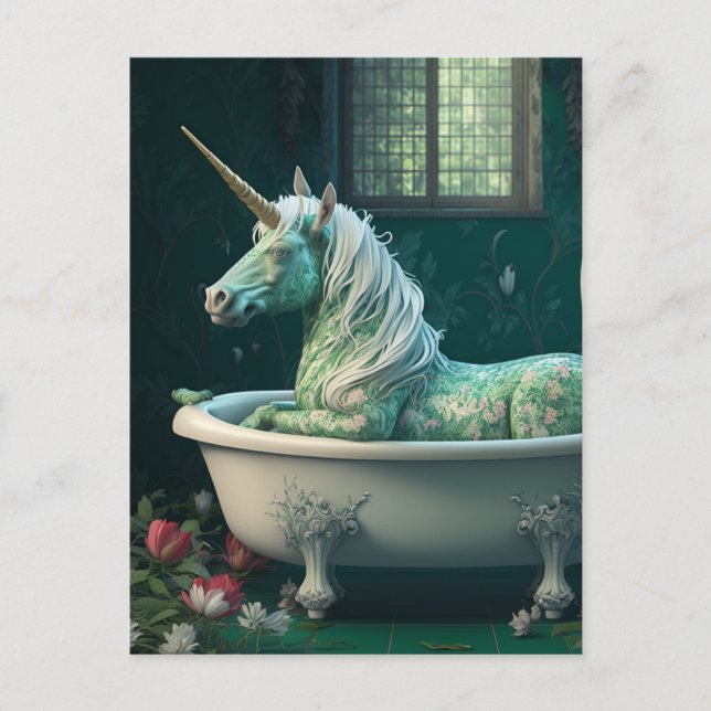 Postal Unicornio en una bañera (Anverso)