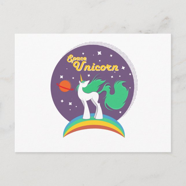 Postal Unicornio espacial (Anverso)
