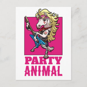 Postal Unicornio extravagante, animal de fiesta de glam m