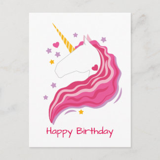 Postal Unicornio mágico rosa personalizado