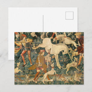 Postal Unicornio Medieval Antiguo se Defiende a Sí Mismo 