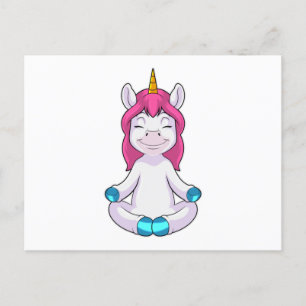 Postal Unicornio meditando sentado