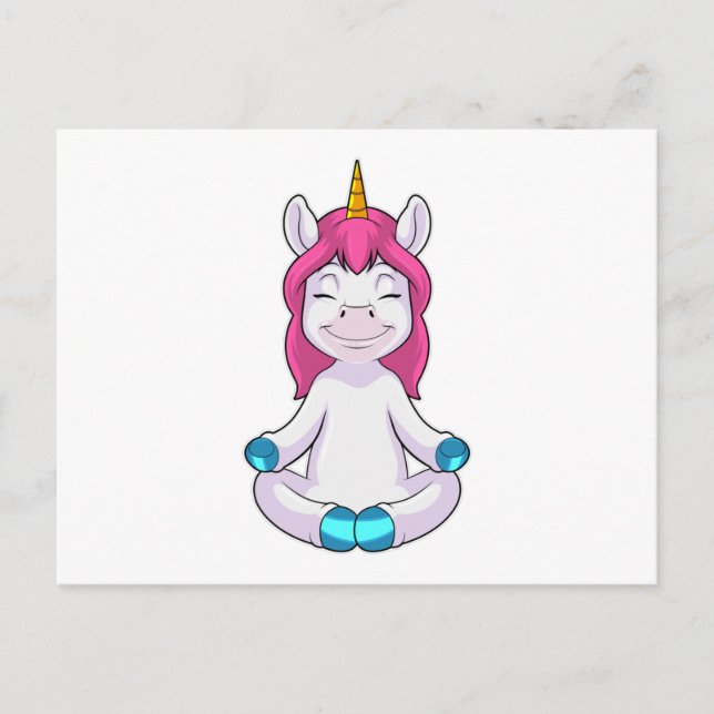 Postal Unicornio meditando sentado (Anverso)