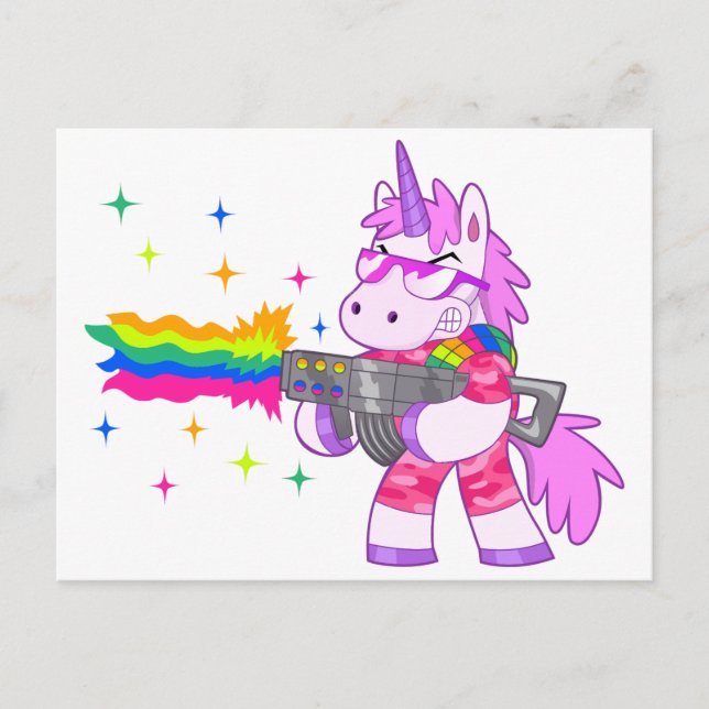 Postal Unicornio morado - arma (Anverso)