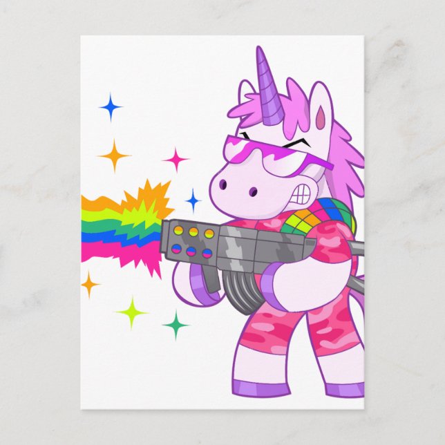 Postal Unicornio morado - arma (Anverso)