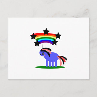 Postal Unicornio musical y el arcoiris hippy