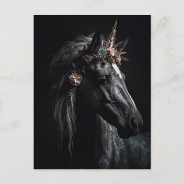 Postal Unicornio negro (Anverso)