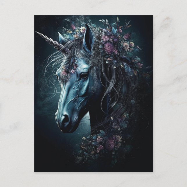 Postal Unicornio negro (Anverso)