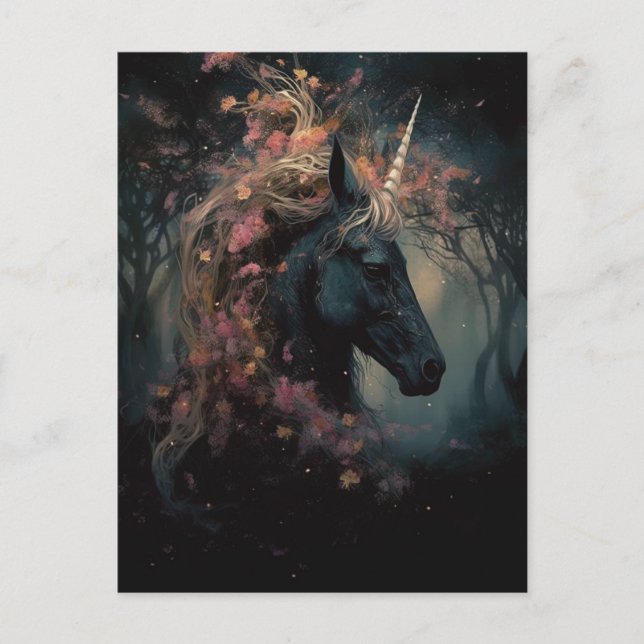 Postal Unicornio negro (Anverso)
