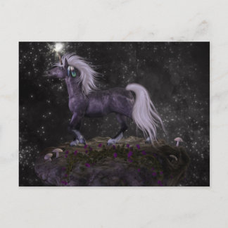 Postal Unicornio negro celeste