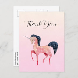 Postal Unicornio nórdico rosado con mango negro gracias