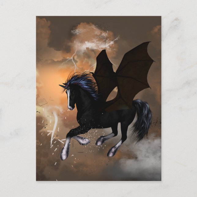 Postal Unicornio oscuro y bello (Anverso)