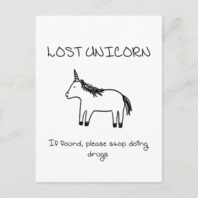 Postal Unicornio perdido (Anverso)