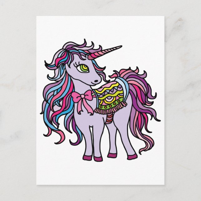 Postal Unicornio púrpura (Anverso)