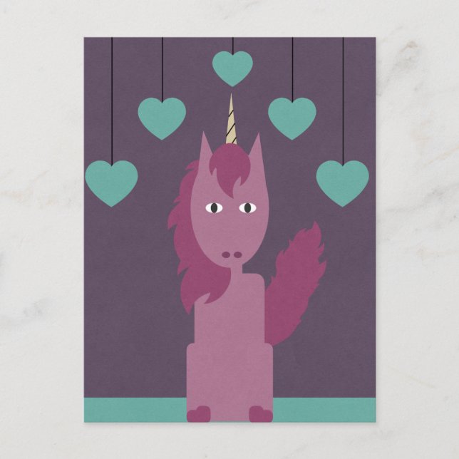 Postal Unicornio Rosa (Anverso)