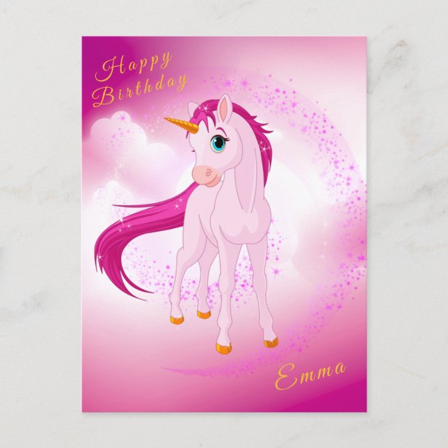 Postal Unicornio Rosa (Anverso)