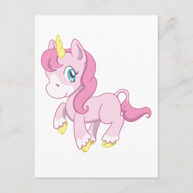 Postal Unicornio rosa (Anverso)