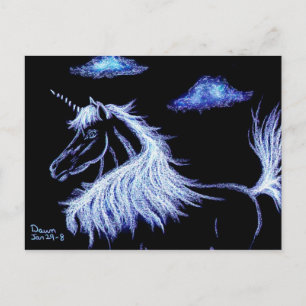 Postal unicornio sueña azul