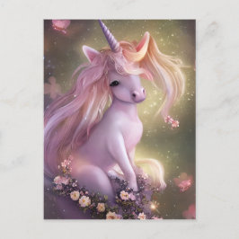 Postal Unicornio, un bebé rosa adorable