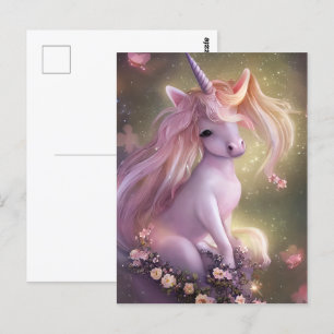 Postal Unicornio, un bebé rosa adorable