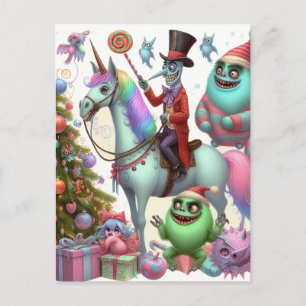 Postal Unicornio y criaturas de Navidades inapropiados