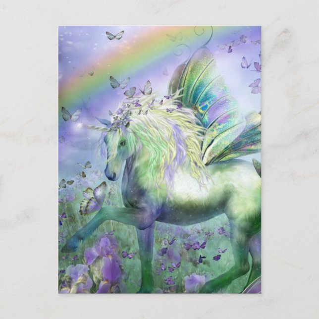 Postal unicornio y mariposas (Anverso)