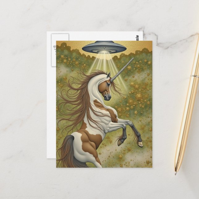 Postal Unicornio y OVNI (Anverso/Reverso In Situ)