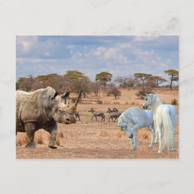 Postal Unicornios Cubby Rinoceronte África (Anverso)