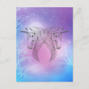 Postal Unicornios de plata pastel