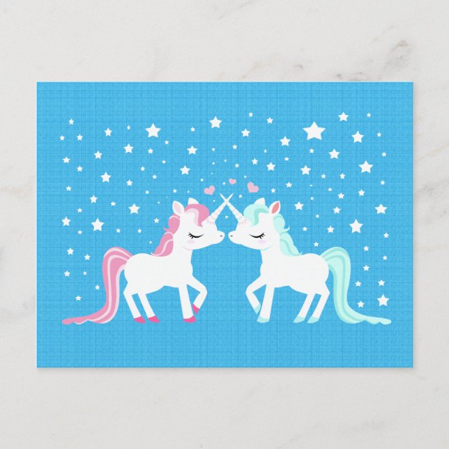 Postal Unicornios enamorados (Anverso)