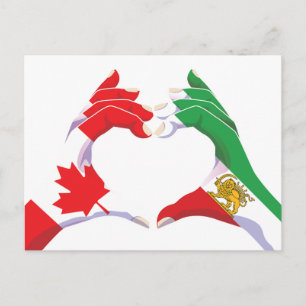 Postal Unidad Canadiense Iraní Corazón con León y Sol