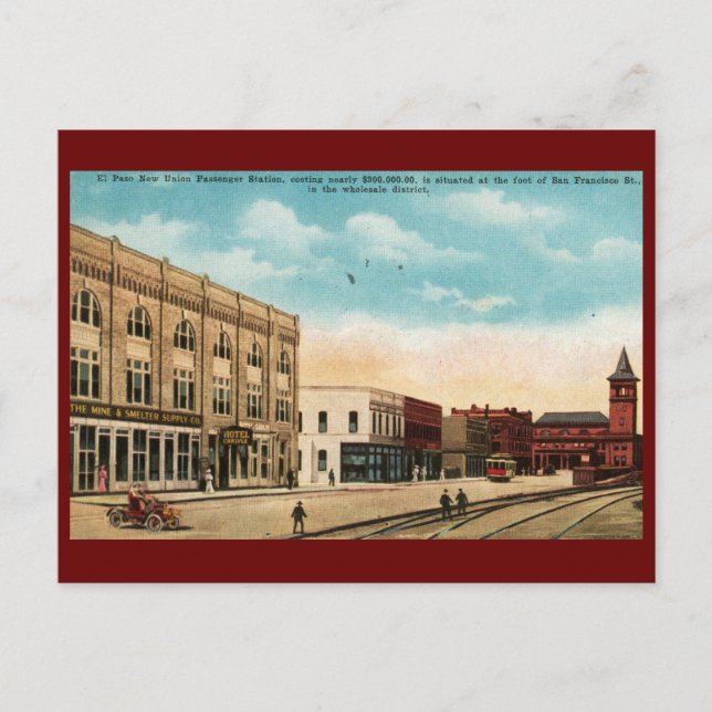 Postal Union Station, El Paso, TX 1916 Vintage (Anverso)