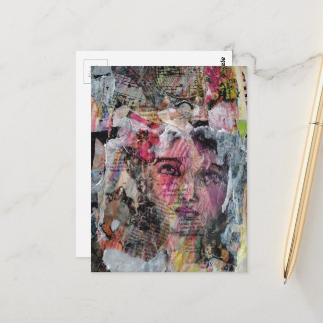 Postal Unique face mixed media collage (Anverso/Reverso In Situ)