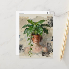 Postal Unique Surreal Flower Pot Woman