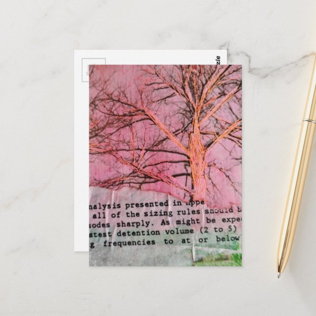 Postal Unique Winter Tree Mixed Media Collage (Anverso/Reverso In Situ)