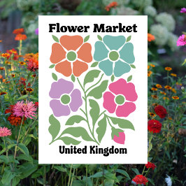 Postal United Kingdom Flower Market Colorful Poppy Garden