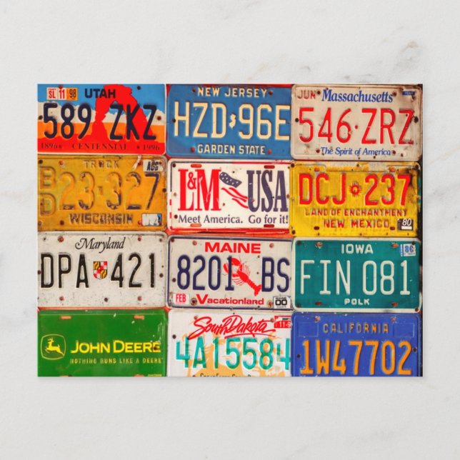 Postal United States License Plates Art America (Anverso)