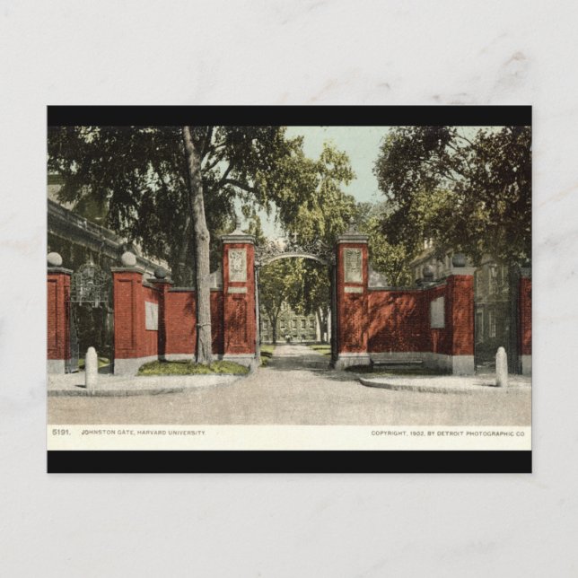 Postal Universidad Johnson Gate de Harvard 1902 (Anverso)