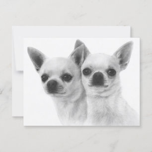 Postal Uno al lado del otro - Chihuahuas pintadas a mano