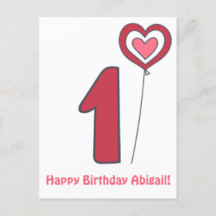 Postal ¡Uno! Balón de cumpleaños lindo - primer cumpleaño