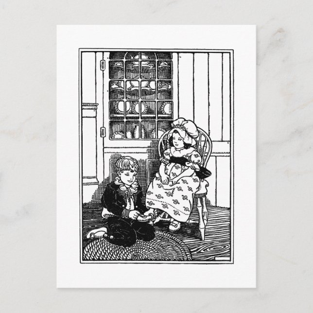 Postal Uno, dos, hebilla mi zapato rima de guardería (Anverso)